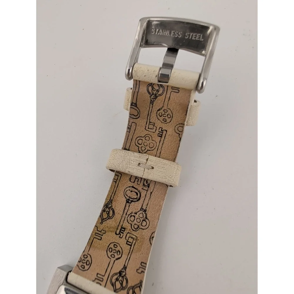 Fossil Women's Watch 27mm Case White Leather Band JR-9643 w/ Box New Battery